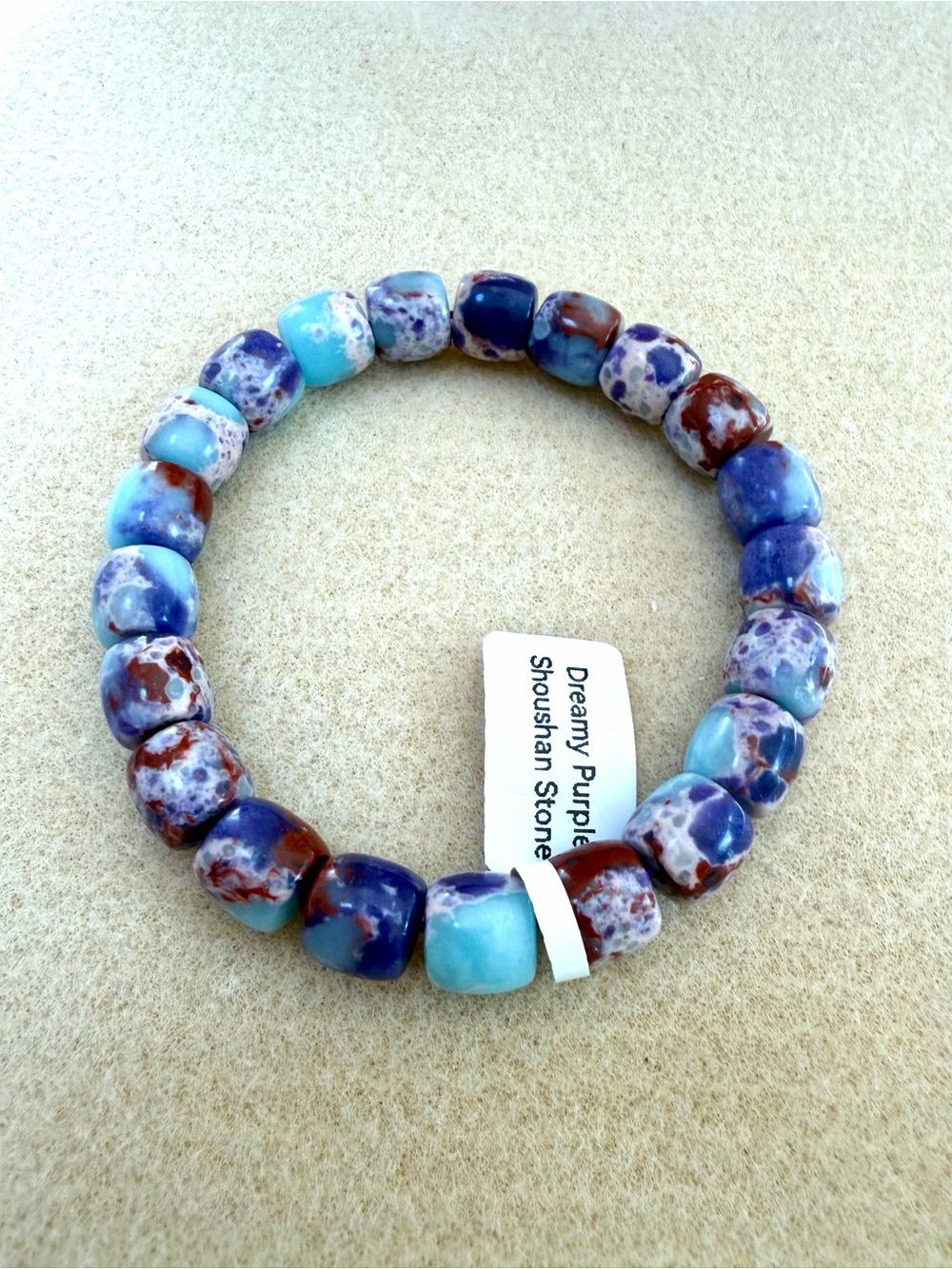 Dreamy Purple Shoushan Stone Bracelet - Blue & Purple
